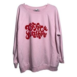 Wildfox Coffee & Sunshine Pink Sweatshirt Pullover Women's Size L